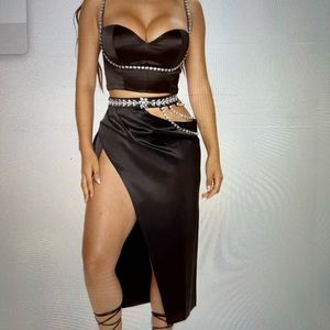 Black embellished set